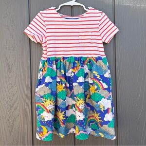 Mini Boden Hotchpotch Multi Mega Weather Dress Rainbow Sun Cloud Girl 5-6 Years
